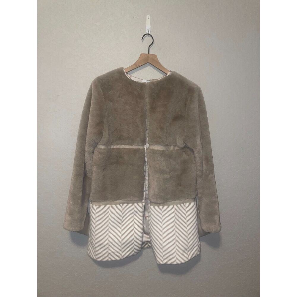 Womens Olympiah Coat  Selle Two-Tone Fur Jacket Outerwear Designer Beige Small